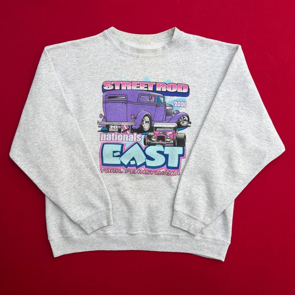 Vintage 2001 Street Rod‎ Nationals East Sweatshirt Mens XL Gray York PA Hot Rod